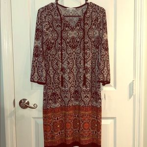 NWT Sandra Darren multi print midi dress.